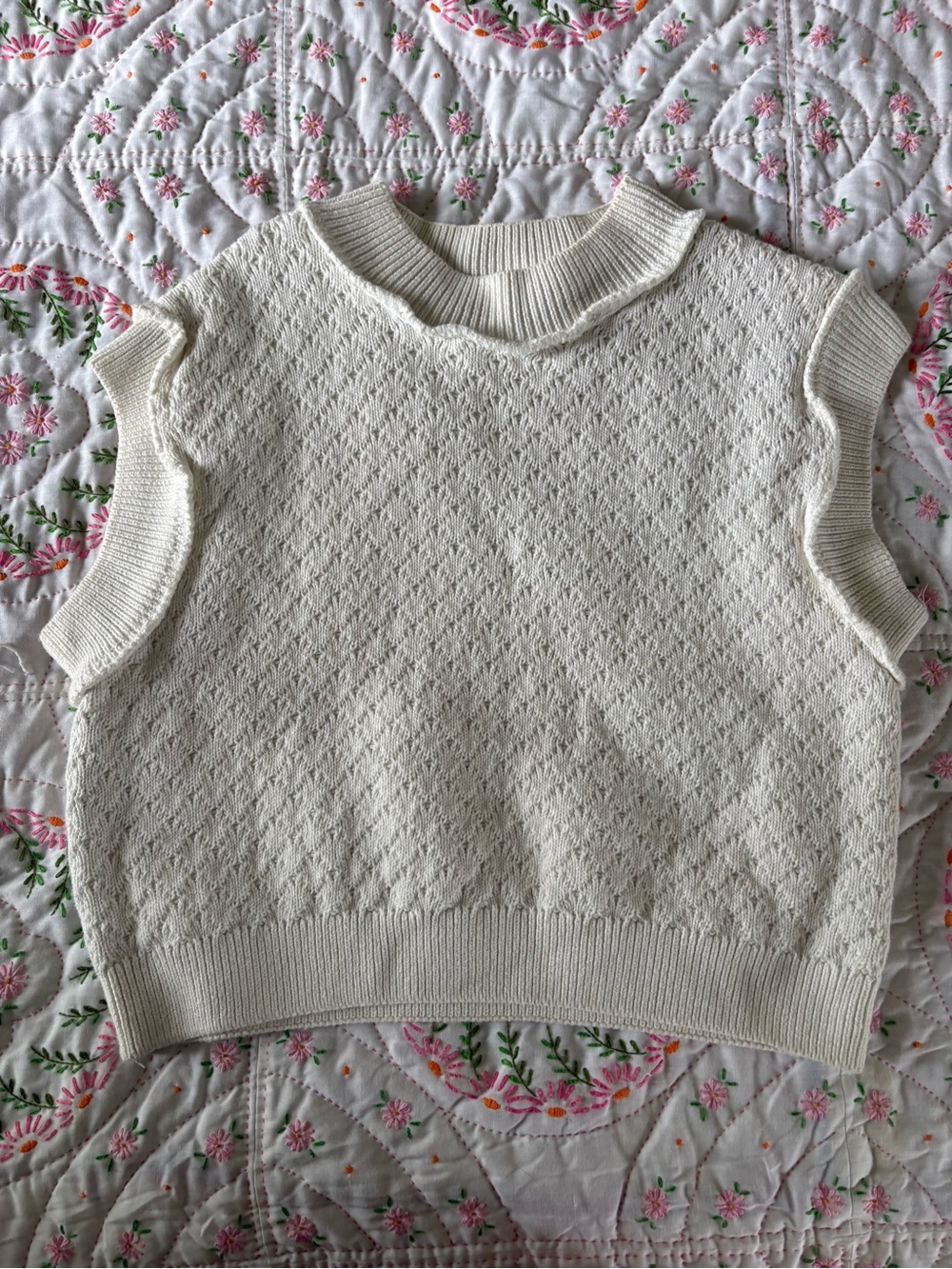 Cream Knit Sweater Vest Top